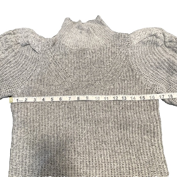 Industry Republic Women's XS Gray Heather Mock Neck Cable Knit Puffed Sleeves - Picture 10 of 11